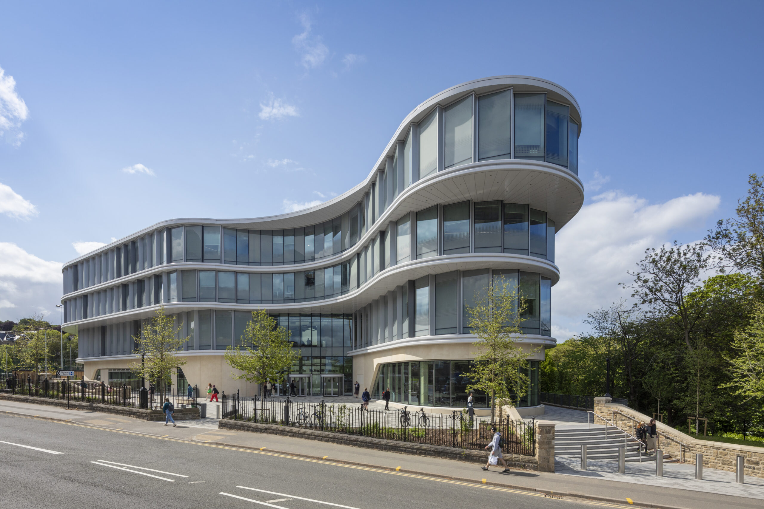 The Wave for The University of Sheffield is home to the Faculty of Social Sciences. Designed by HLM Architects, the £55 Million BREEAM Outstanding building opened in spring 2023.